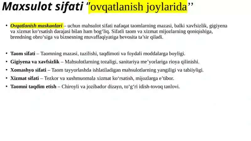 Mahsulot sifati 3