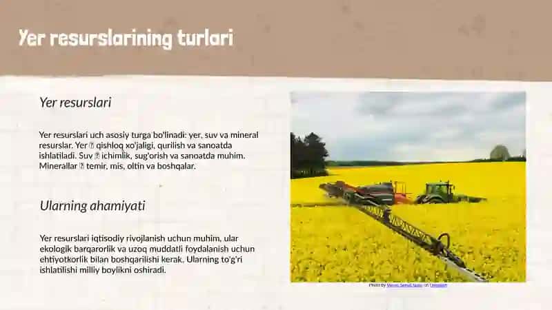 Yer resusrlaridan foydalanish uslublari 3
