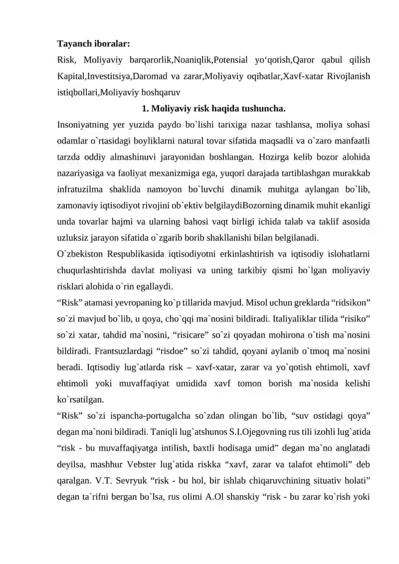 Moliyaviy risklarni boshqaruv 3