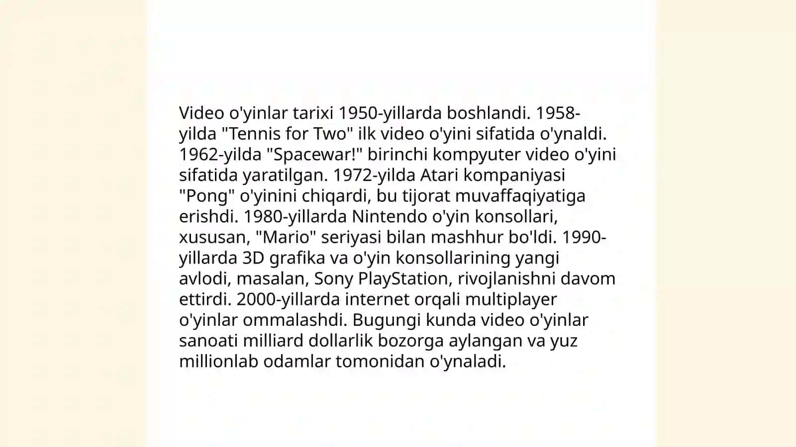 O‘yin texnologiyalar 3
