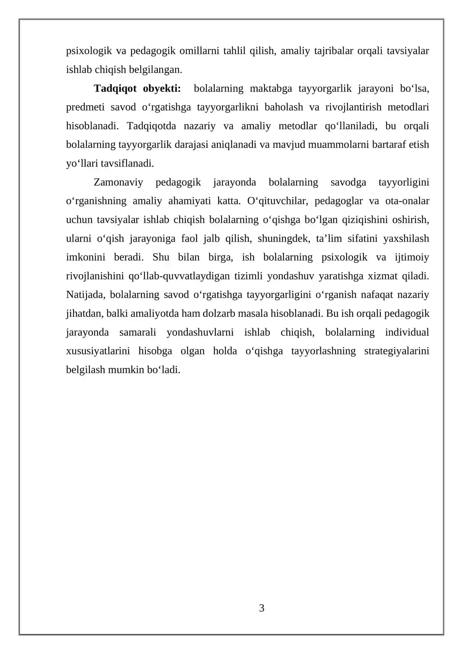 Bolalarining savod o'rgatish jarayoniga tayyorgarligini o'rganish 3