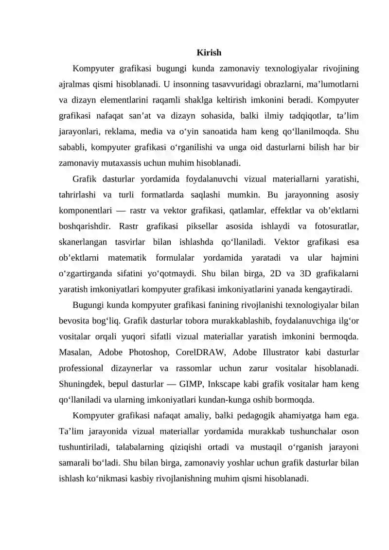 Kompyuter grafikasi. Grafik dasturlar bilan ishlash 3