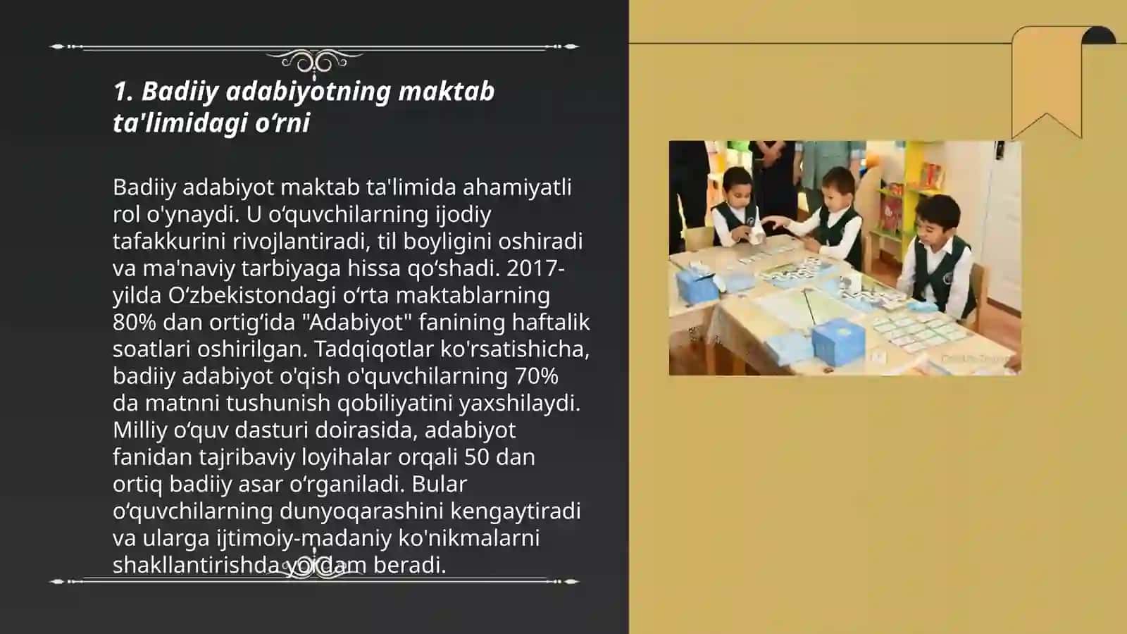 Badiiy adabiyotning maktab ta'limidagi o'rnini o'rganish 3
