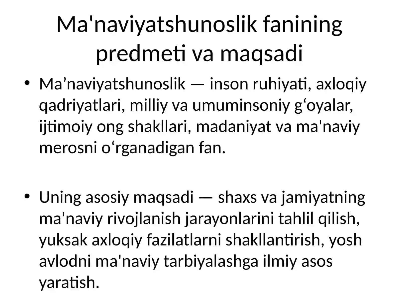 Ma'naviyatshunoslik fanining predmeti 3