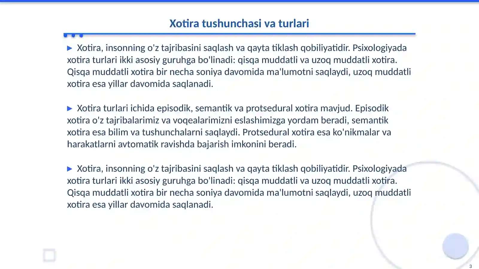Xotira. Hayol. Tafakkur 3