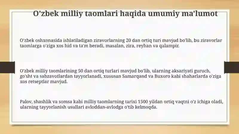 O'zbek Milliy Taomlari 3