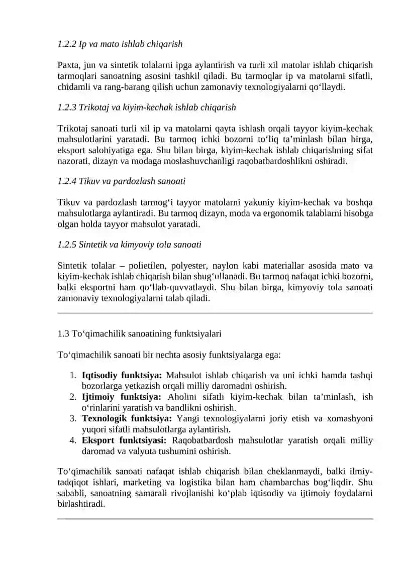 O’ZBEKISTON RESPUBLIKASIDA TO‘QIMACHILIK SANOATI 3