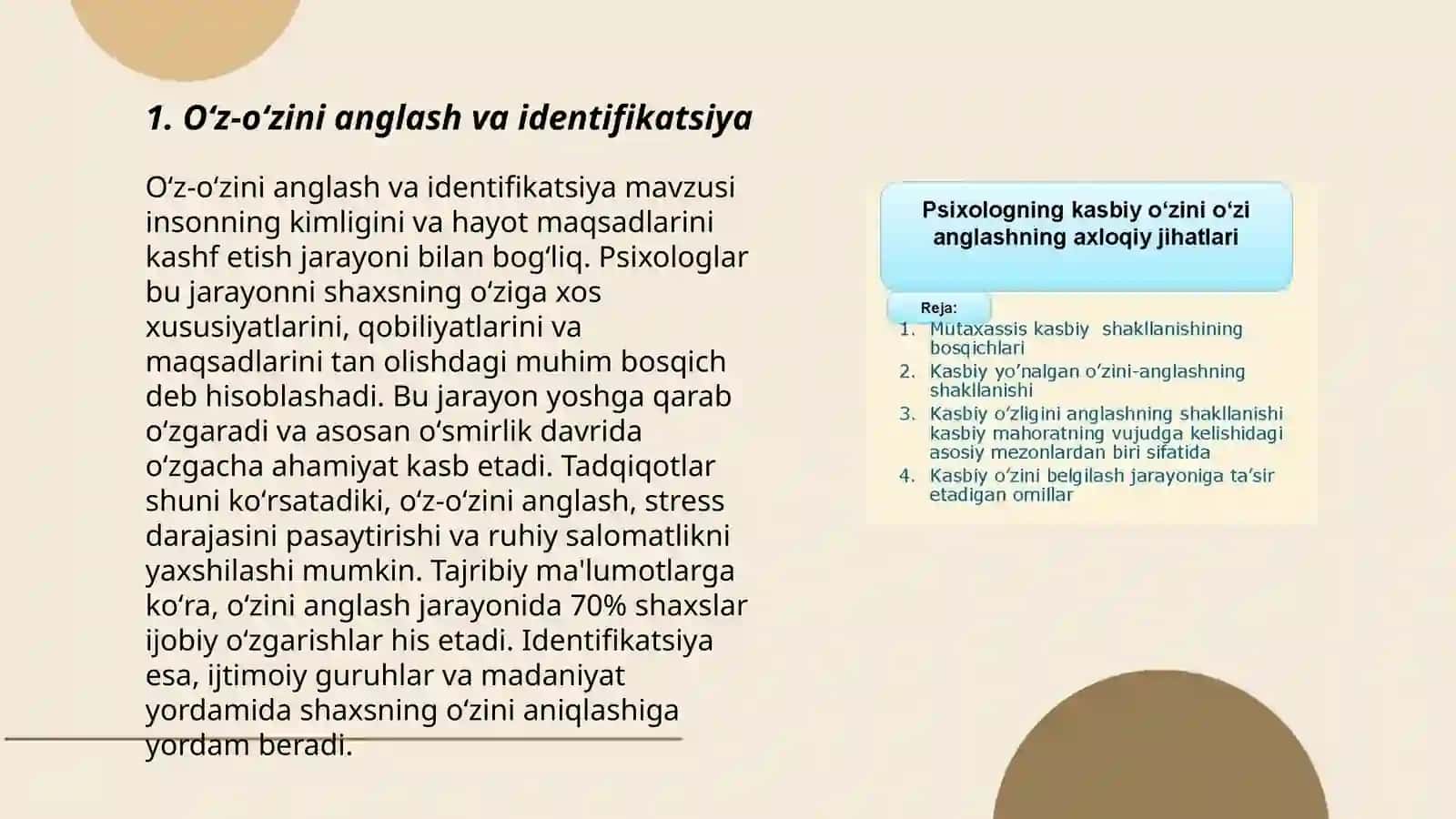 Oʻz-oʻzini anglash va identifikatsiya 3