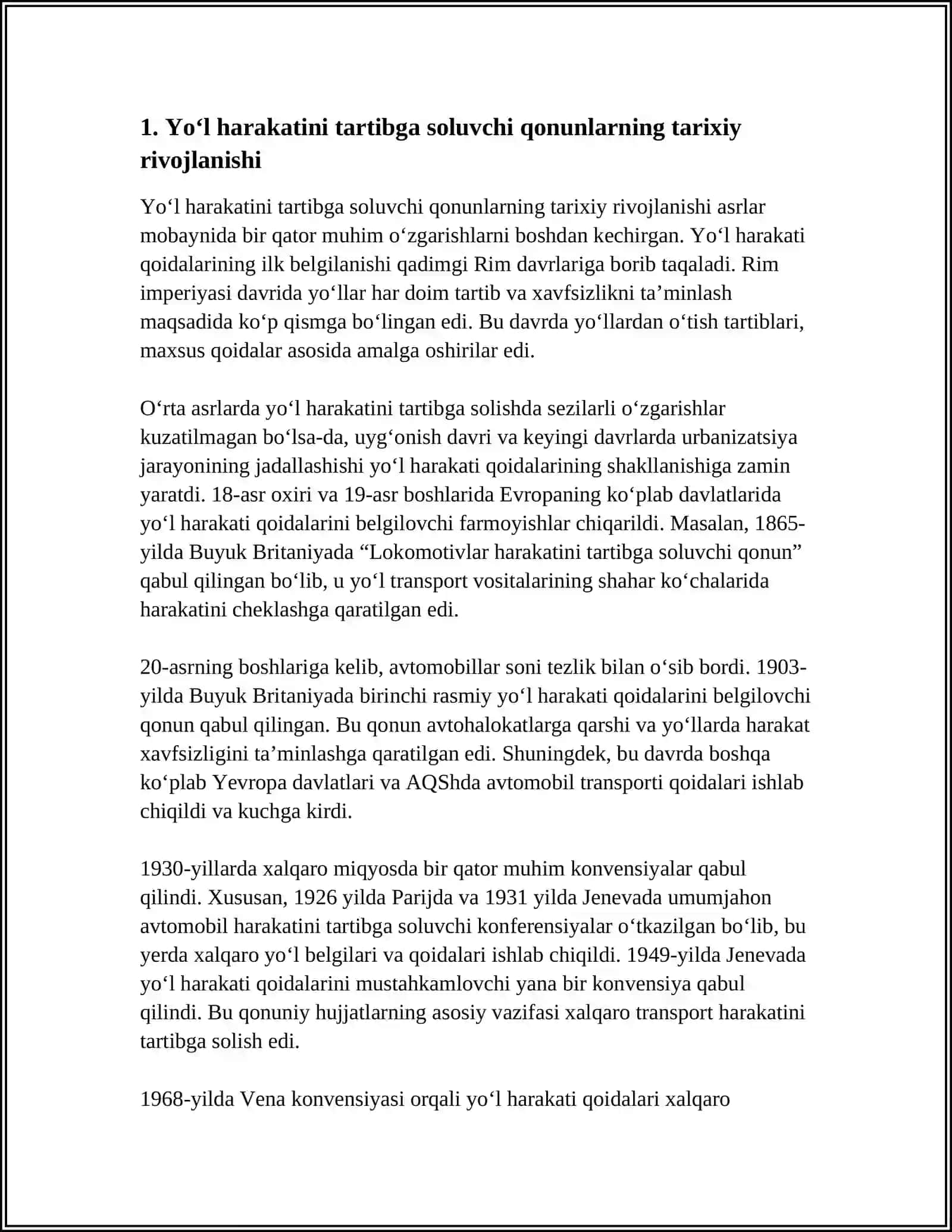 YO’L HARAKATINI TARTIBGA SOLUVCHI QONUN VA QARORLARNI TAHLILI 3