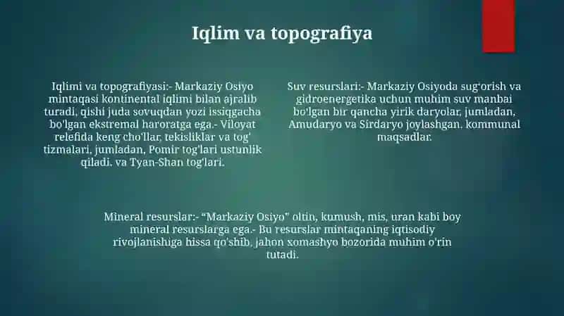 Markaziy Osiyo Tabiiy Sharoiti Va Tabiiy Resurslari 3