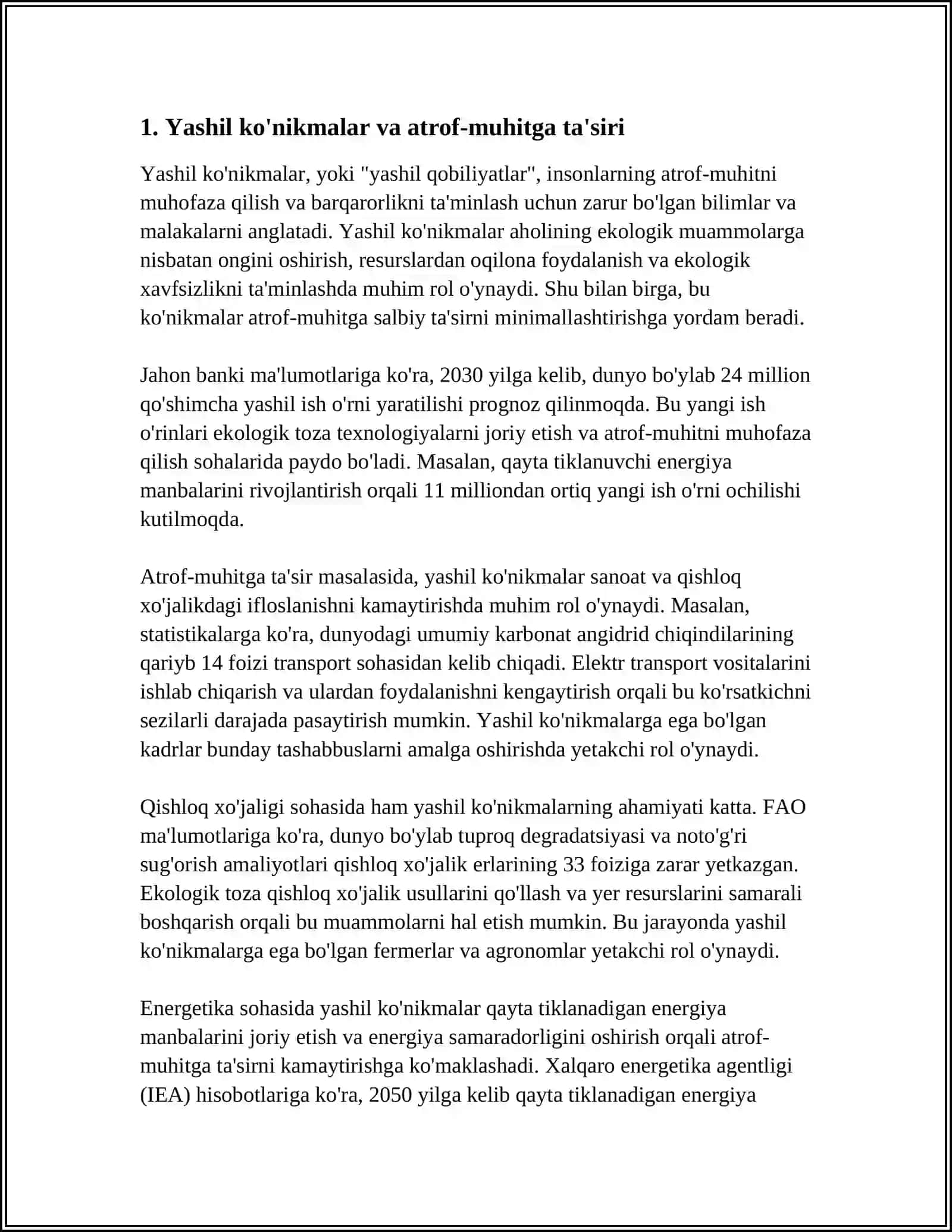 "YASHIL" KO'NIKMALAR VA UNING FOYDALI JIHATLARI 3