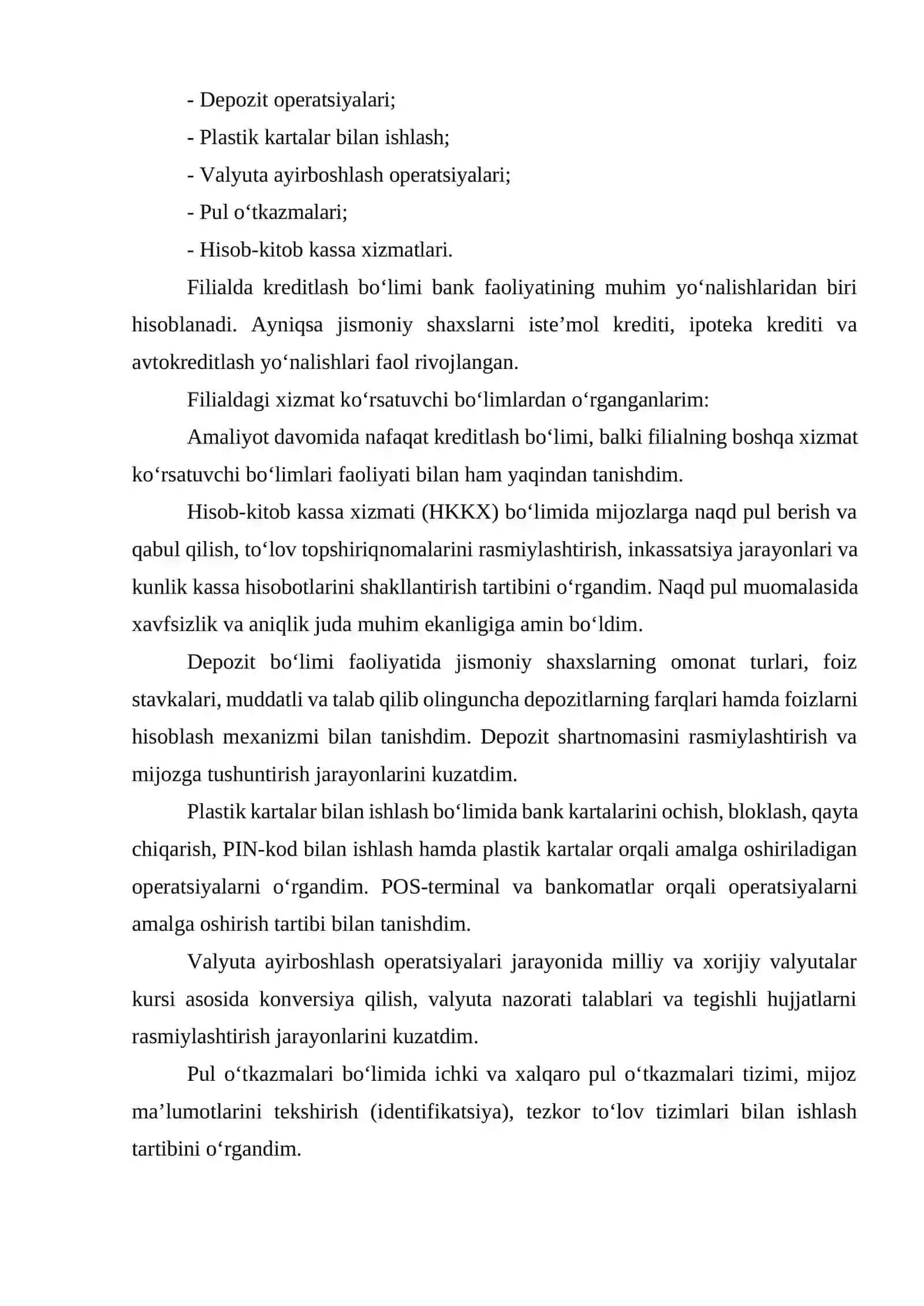 Bitiruv Malakaviy Amaliyot Hisoboti. ALOQA BANK 3