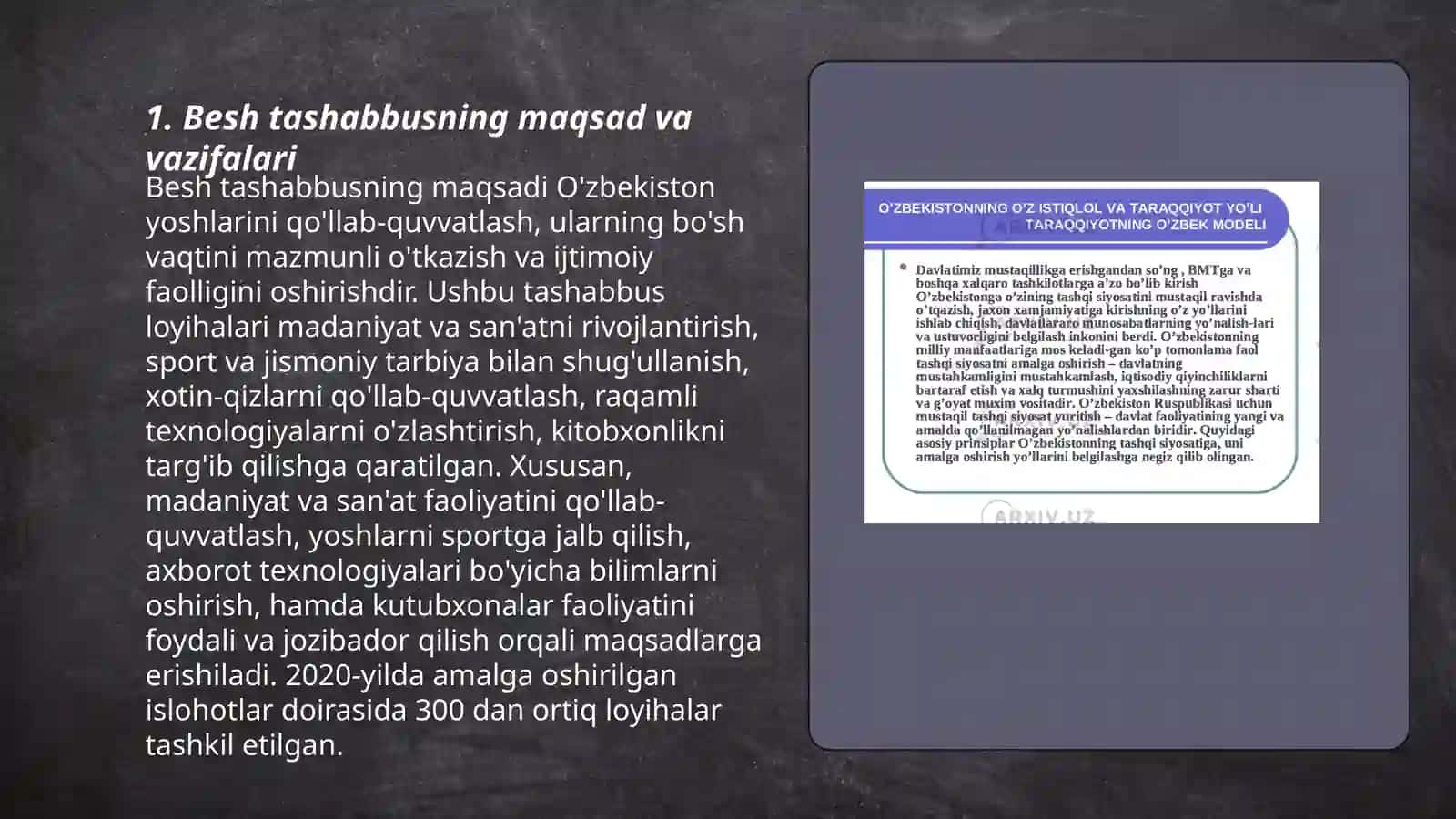 Besh tashabbus va uning yuksak maʼnaviyatni taminlashda oʻrni 3