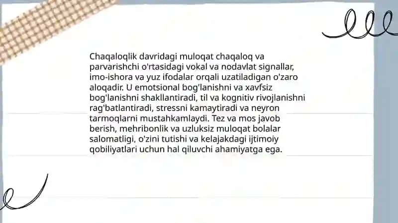 Chaqaloqlik davridagi muloqat 3