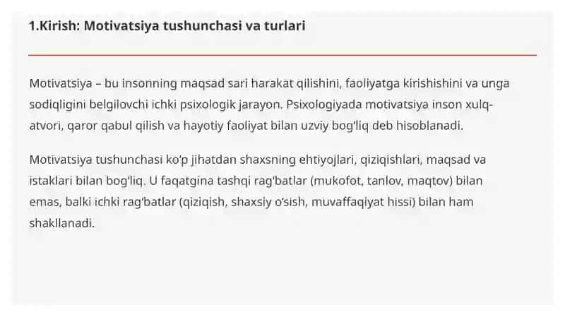 Ichki va tashqi motivatsiyalarning umumiy tavsifi 3
