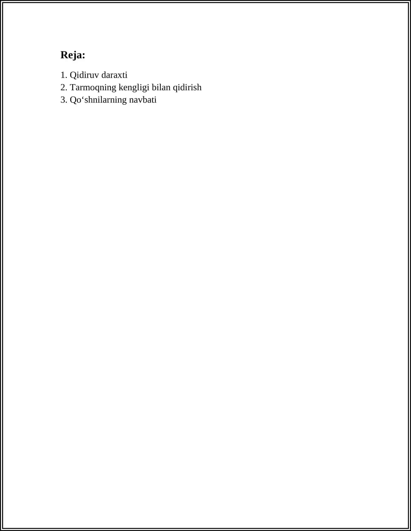 ENIGA QARAB QIDIRUV (BREADTH FIRST SEARCH, BFS) ALGORITMI 3