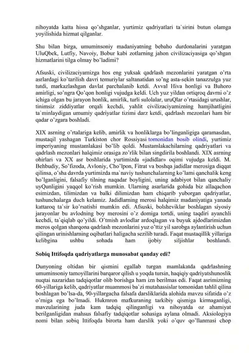 Qadriyatlar 3