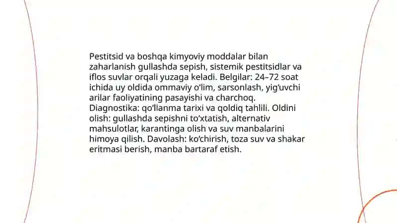 Asalarilarning yuqumsiz kasalliklari 3