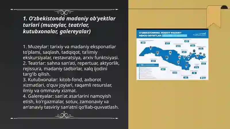 Oʻzbekistonda madaniy obʼyektlar va ularning faoliyati tasnifi 3