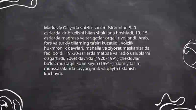 Markaziy Osiyoda voizlik sanʼati 3