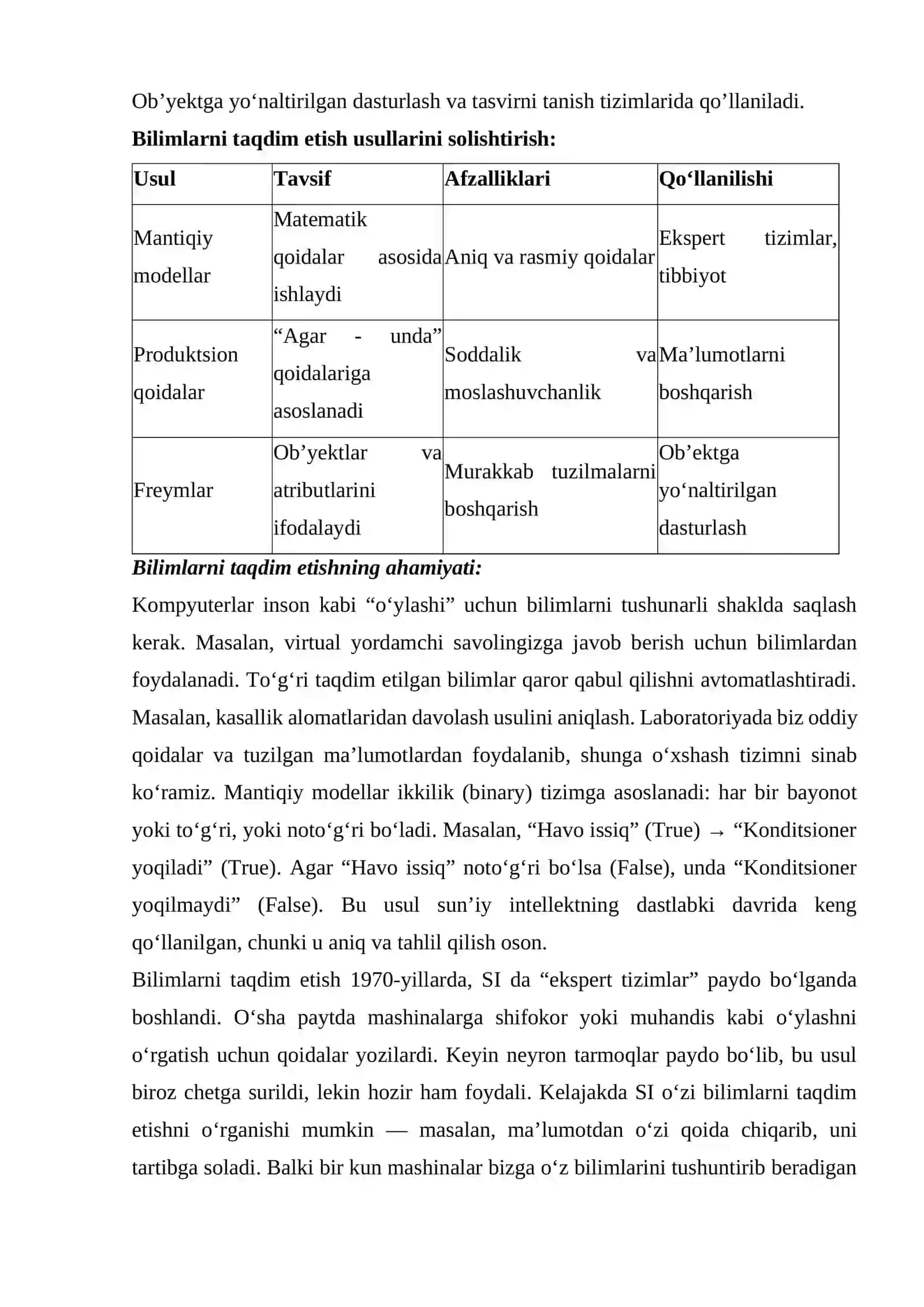 Laboratoriya ishi: Bilimlarni taqdim etish 3