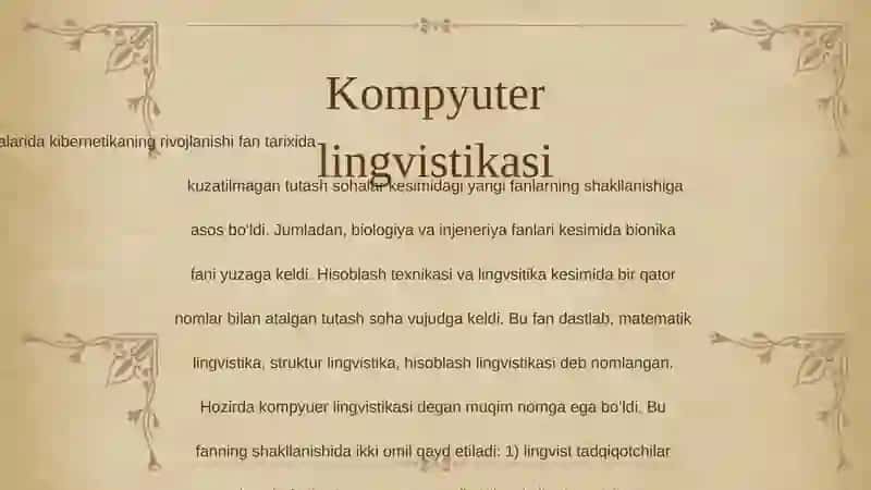 Kompyuter lingvistikasi tarmoqlari 3