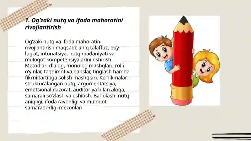 Ogʻzaki nutq va ifoda mahoratini rivojlantirish 3