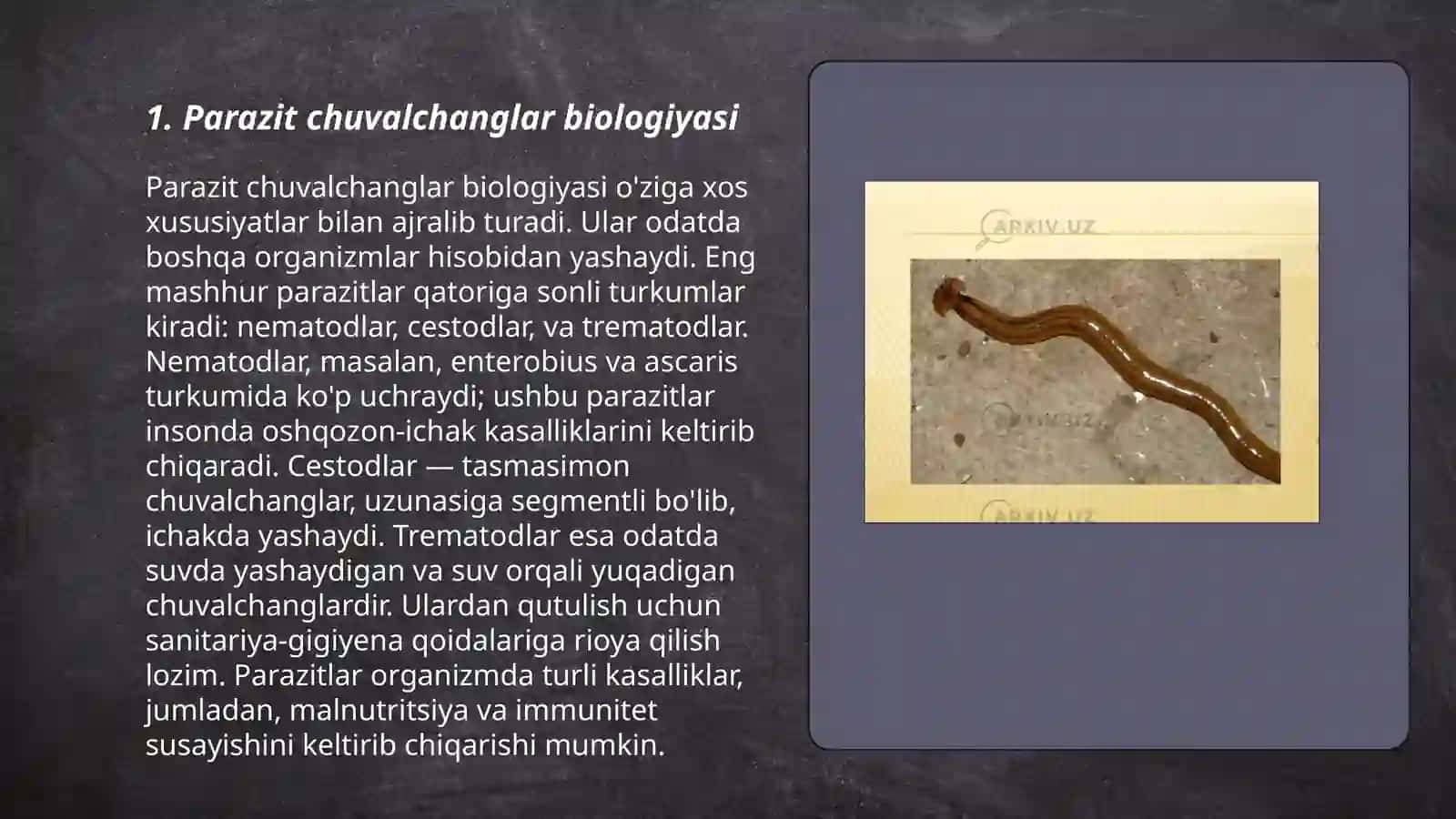 Parazit chuvalchanglar 3