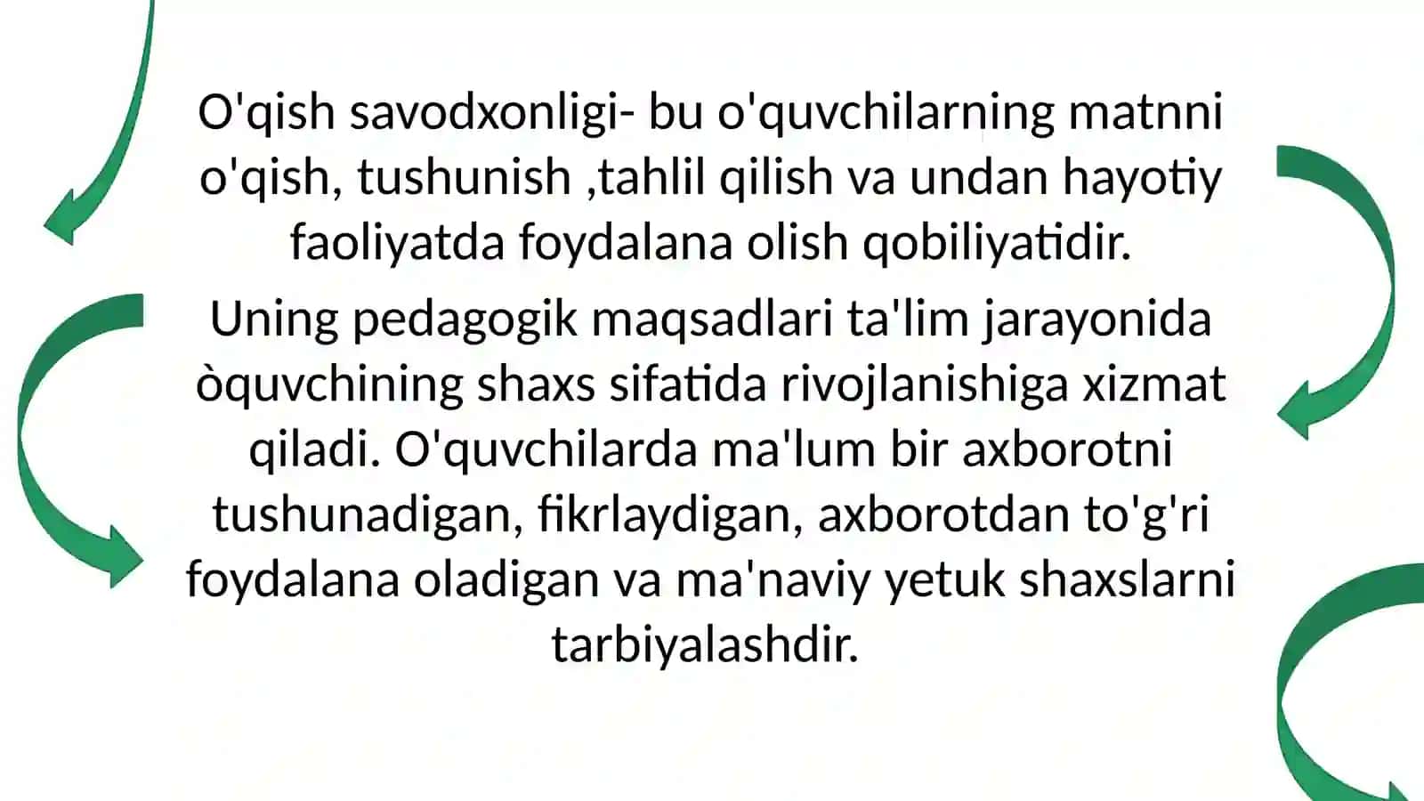 O'qish savodxonligining maqsadi 3