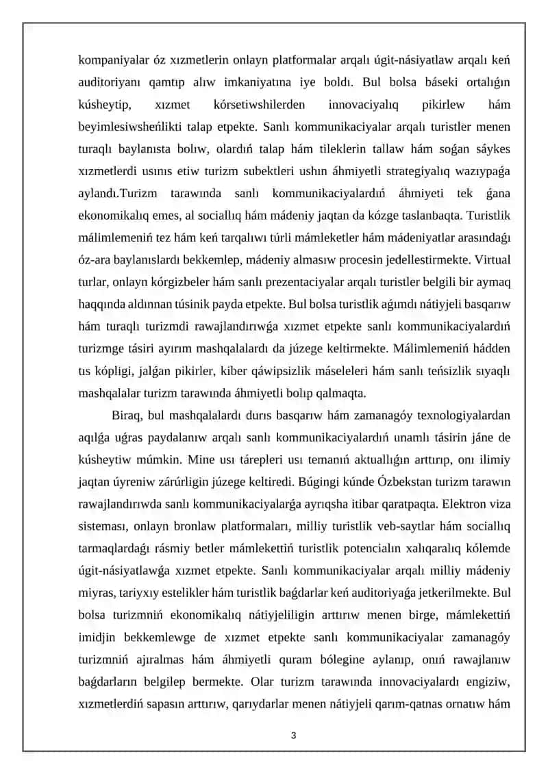 Sanlı kommunikaciyalardıń turizmge tásiri 3
