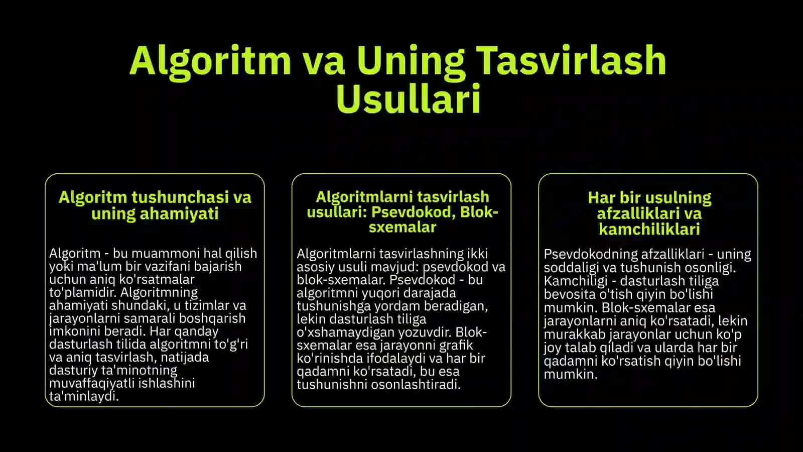 Algoritm va Uning Tasvirlash Usullari 3