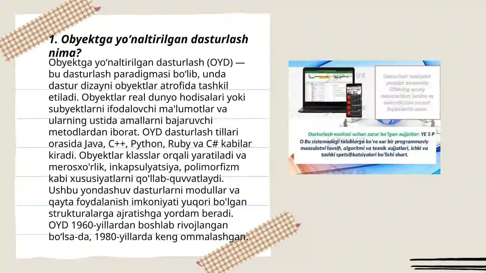 Obyektga yoʻnaltirilgan dasturlash tizimlarida strukturaviy ilovalarni yaratish 3
