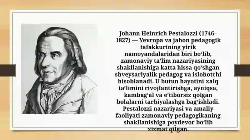I.G. Pestalossining pedagogik qarashlari (TAQDIMOT) 3