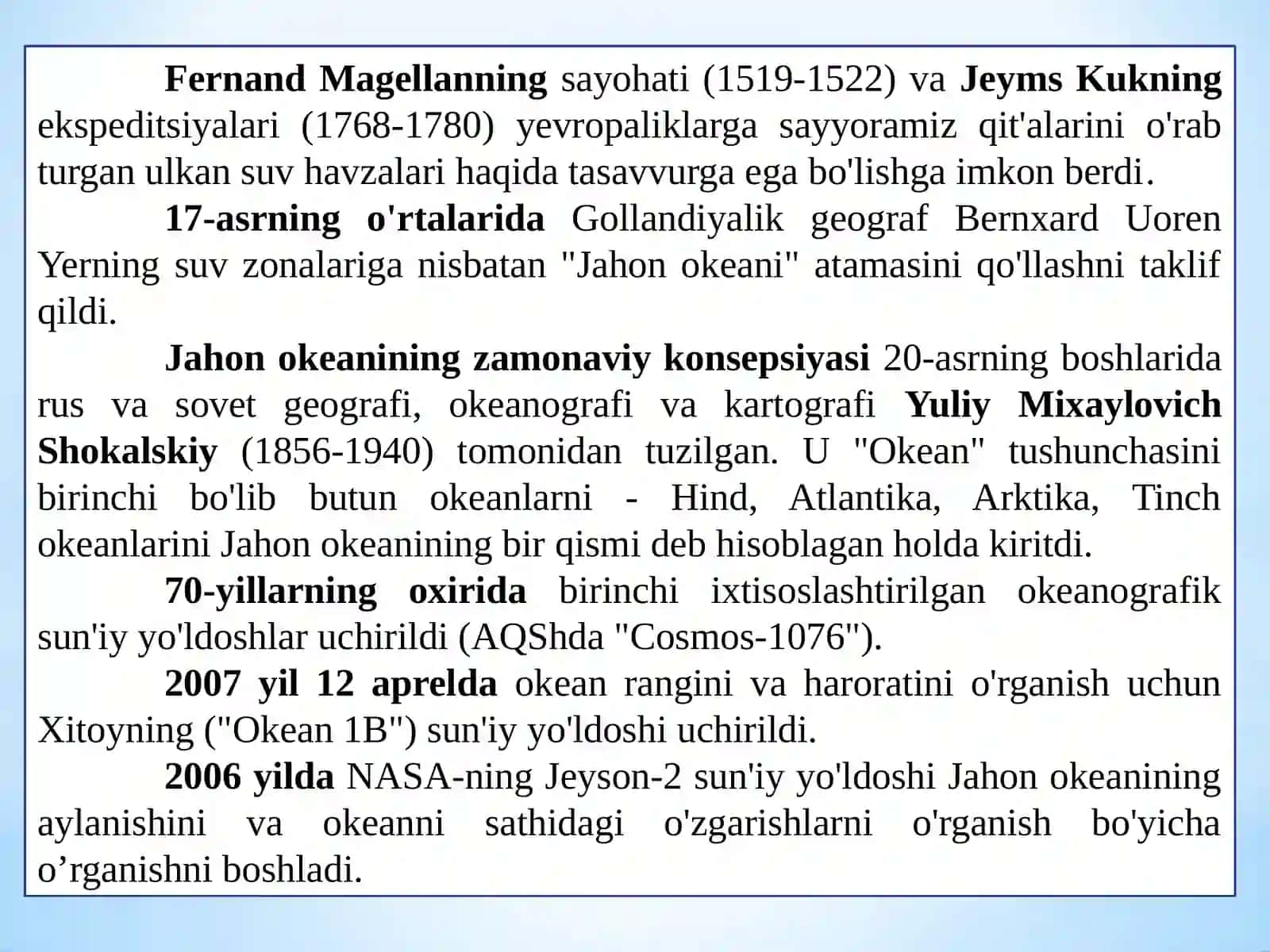 DUNYO OKEANIVA UNINGTARKIBIY QISMLARI 3
