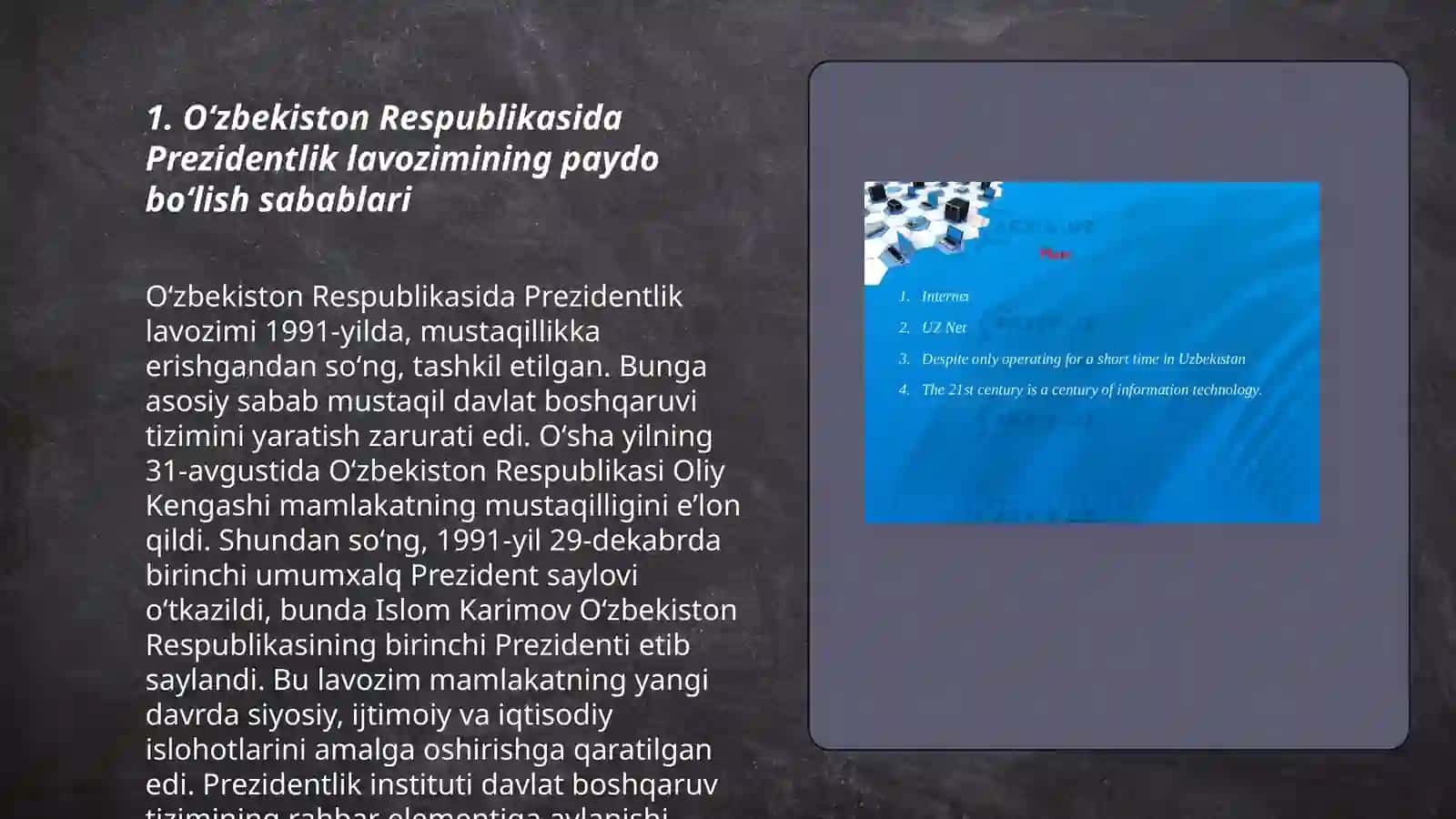 Oʻzbekiston Respublikasida Prezidentlik lavozimining joriy etilishi 3