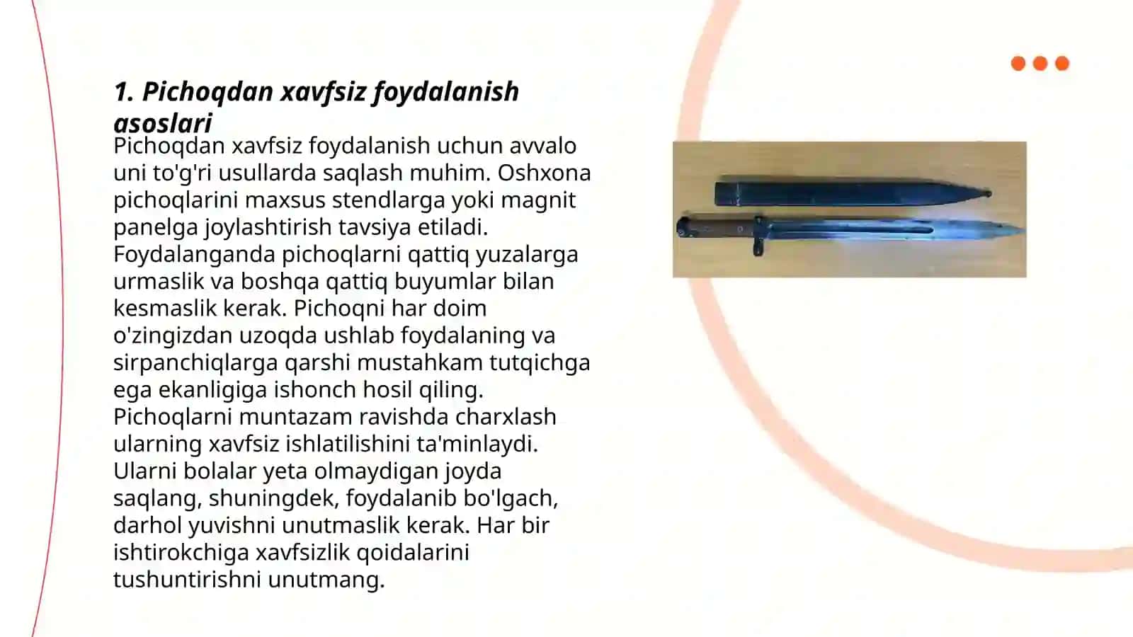 Pichoqdan foydalanish qoidalari 3