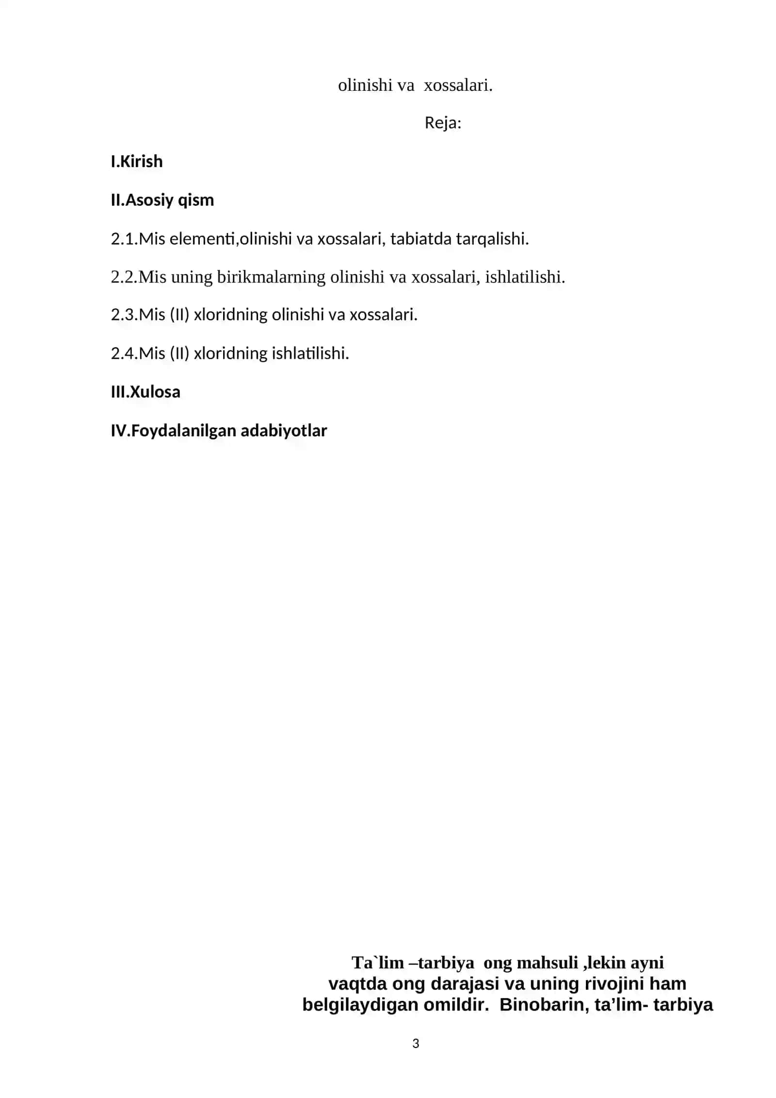 Mis (II) xlorid tuzining olinishi va xossalari 3