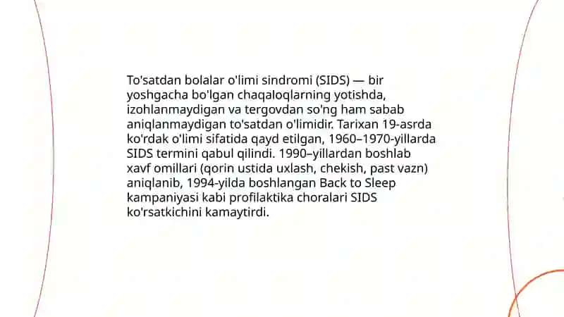 To'satdan bolalar o'limi sindromi 3
