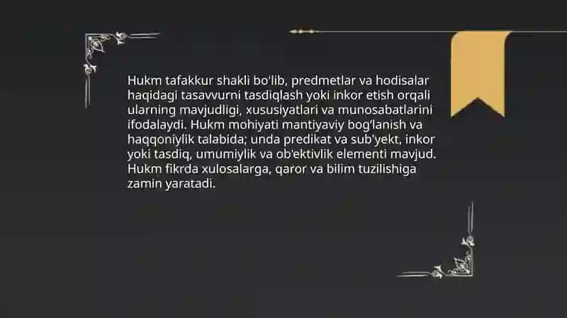 Hukm tafakkur shakli sifatida 3