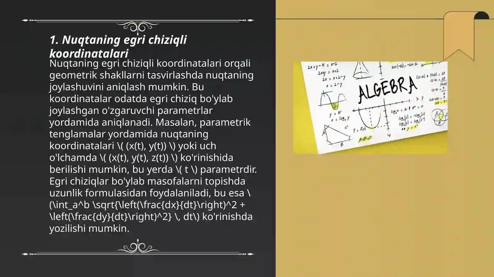 Nuqtaning egri chiziqli koordinatalari 3