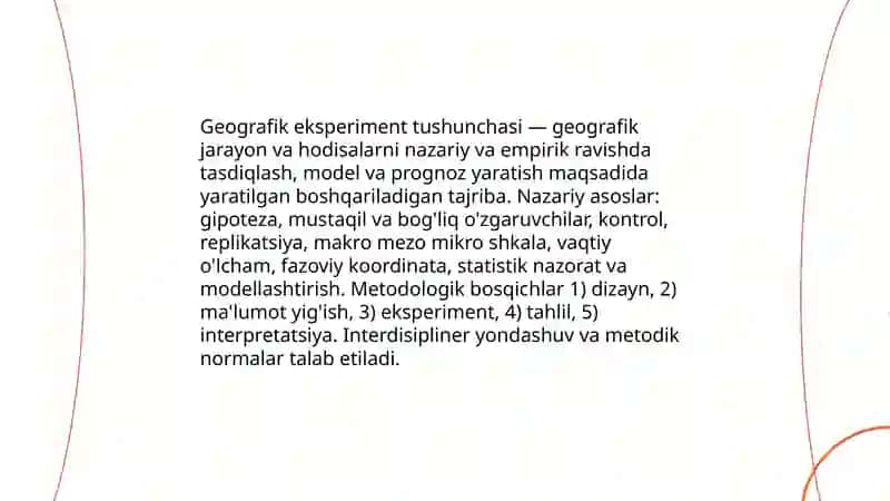 Geografik eksperiment usullari: nazariy va amaliy jihatlari 3