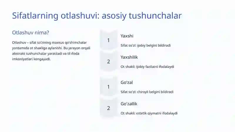 Sifatlarning Otlashuvi: O'zbek Tilida Lingvistik Tahlil 3