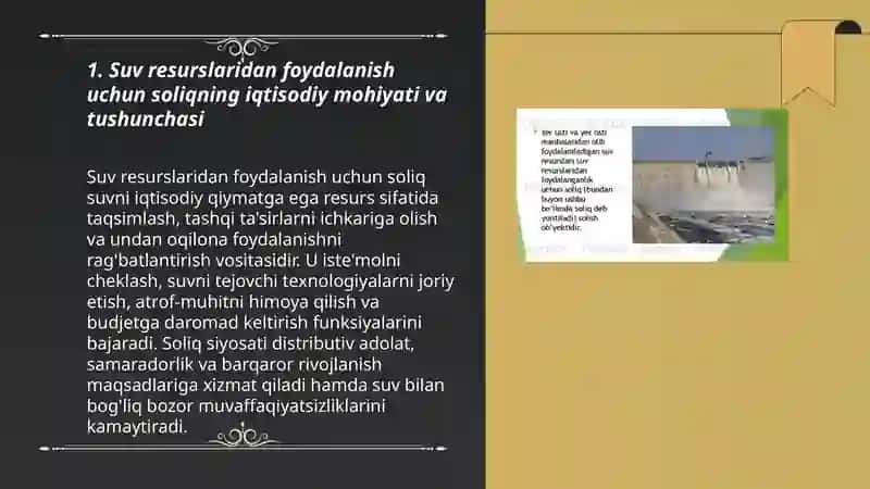 Suv resurslaridan foydalaniganlik uchun soliqning iqtisodiy mohiyati va ahamyati 3