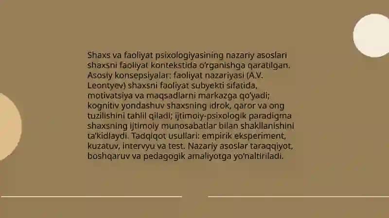 Shaxs va Faoliyat Psixologiyasi 3