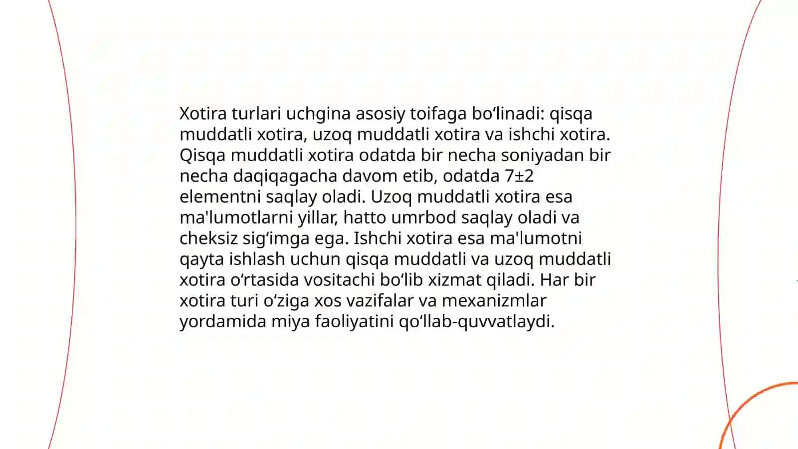 Xotiraning psixologik xususiyatlari 3