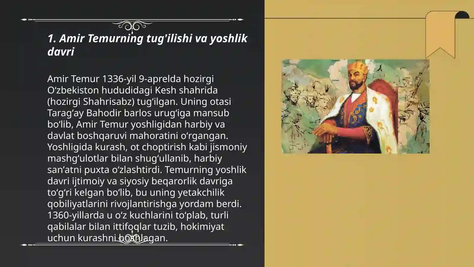 Amir Temurning tug'ilishi va yoshlik davri 3