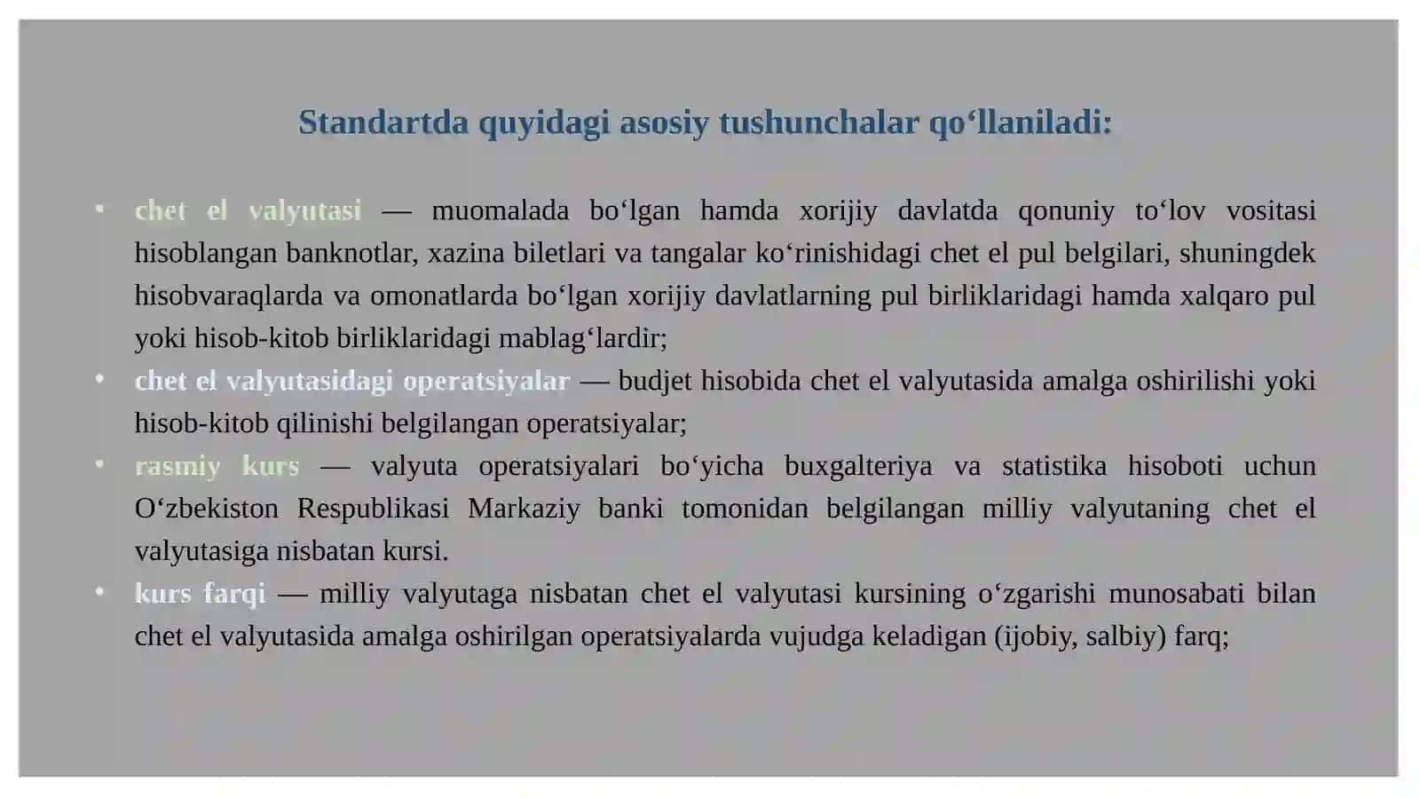 Valyuta kurslaridagi o’zgarishlarning farqi 3