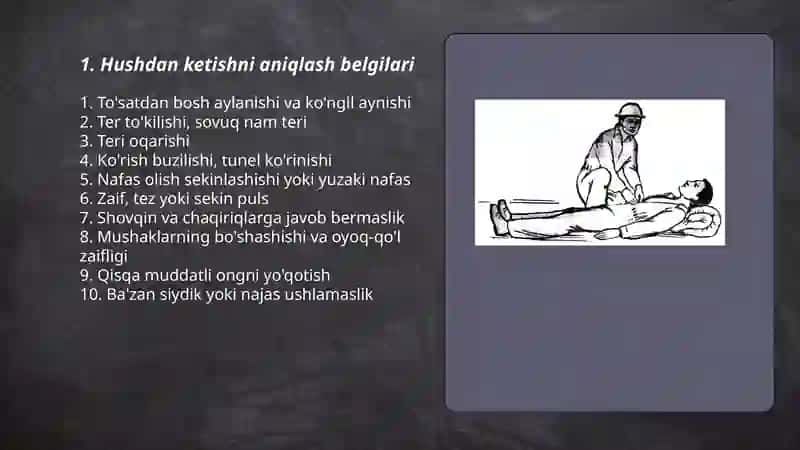 Hushdan ketganda birinchi yordam ko'rsatish 3