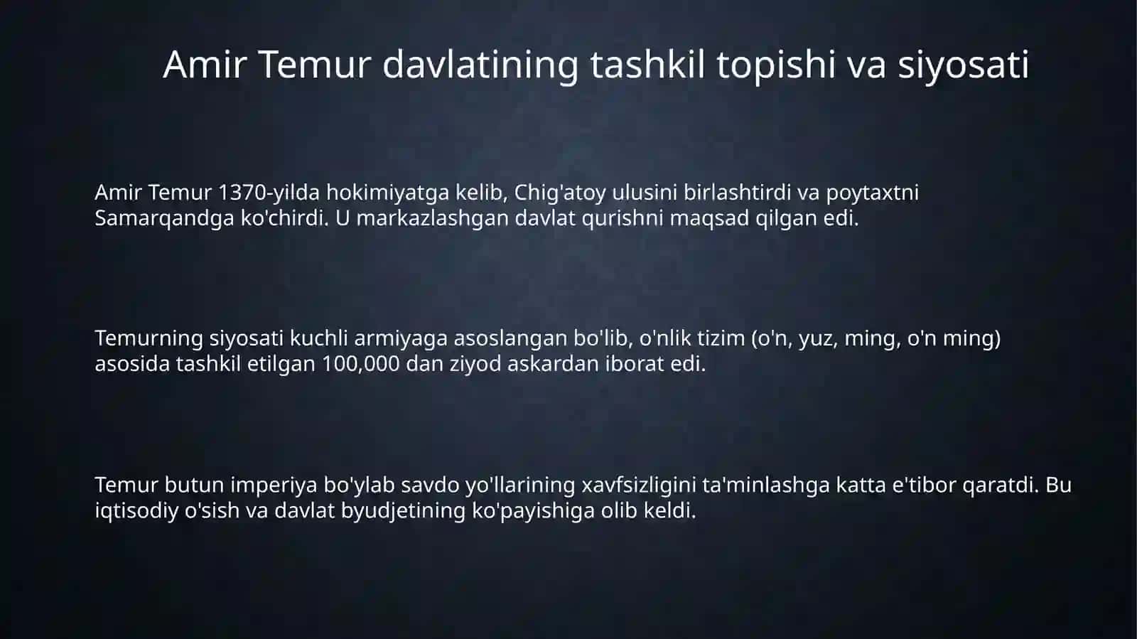 Amir Temurmarkazlashgandavlatchegaralarinimustahkamlashi 3