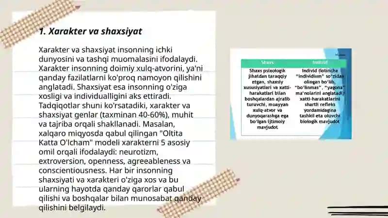 Xarakter va shaxsiyat 3